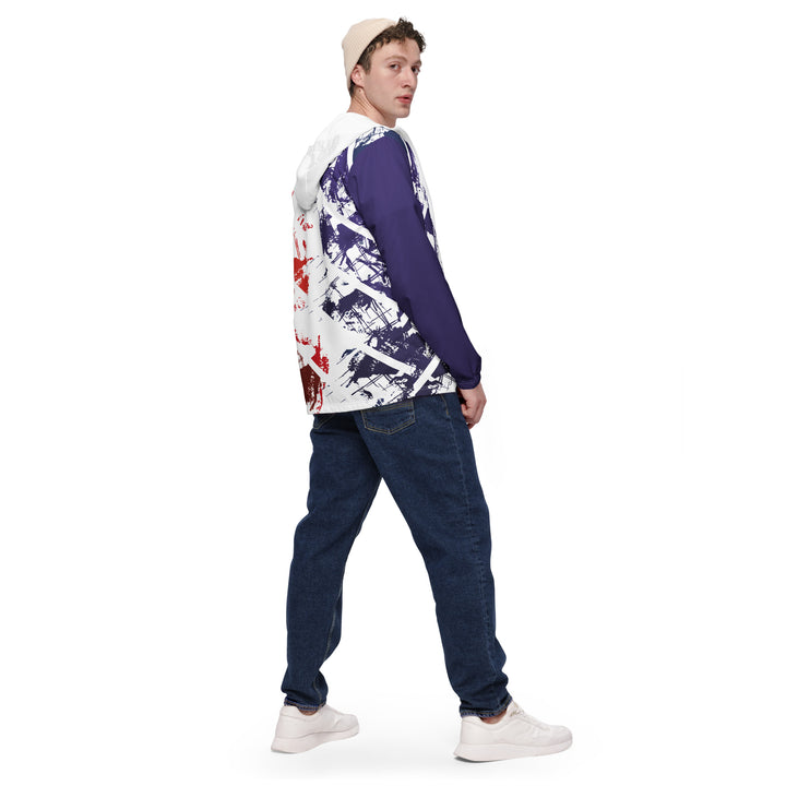 Men’s Windbreaker - White-Blue Grunge