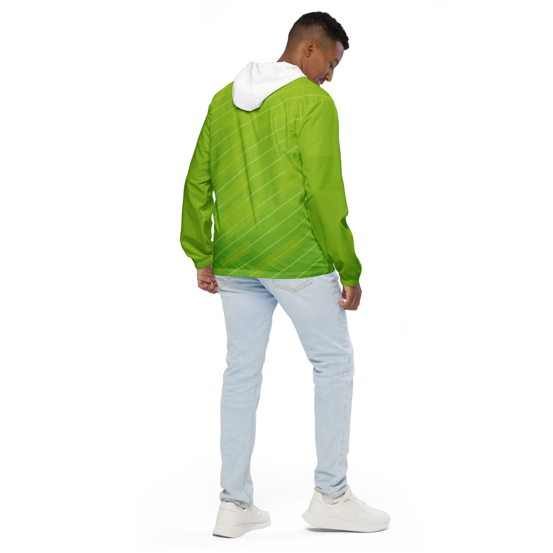 Men’s Windbreaker - Green-White Lines