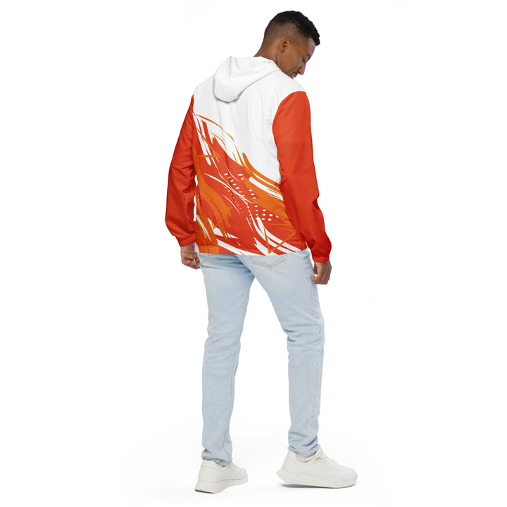 Men’s Windbreaker - White-Orange Flame