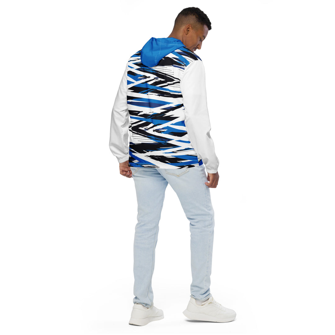 Men’s Windbreaker - White-Blue Criss