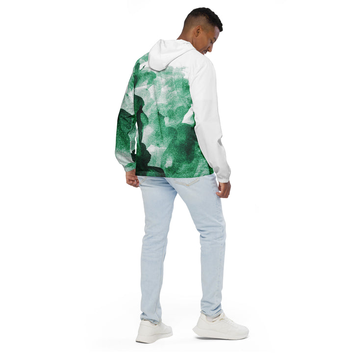 Men’s Windbreaker - Green-White Art