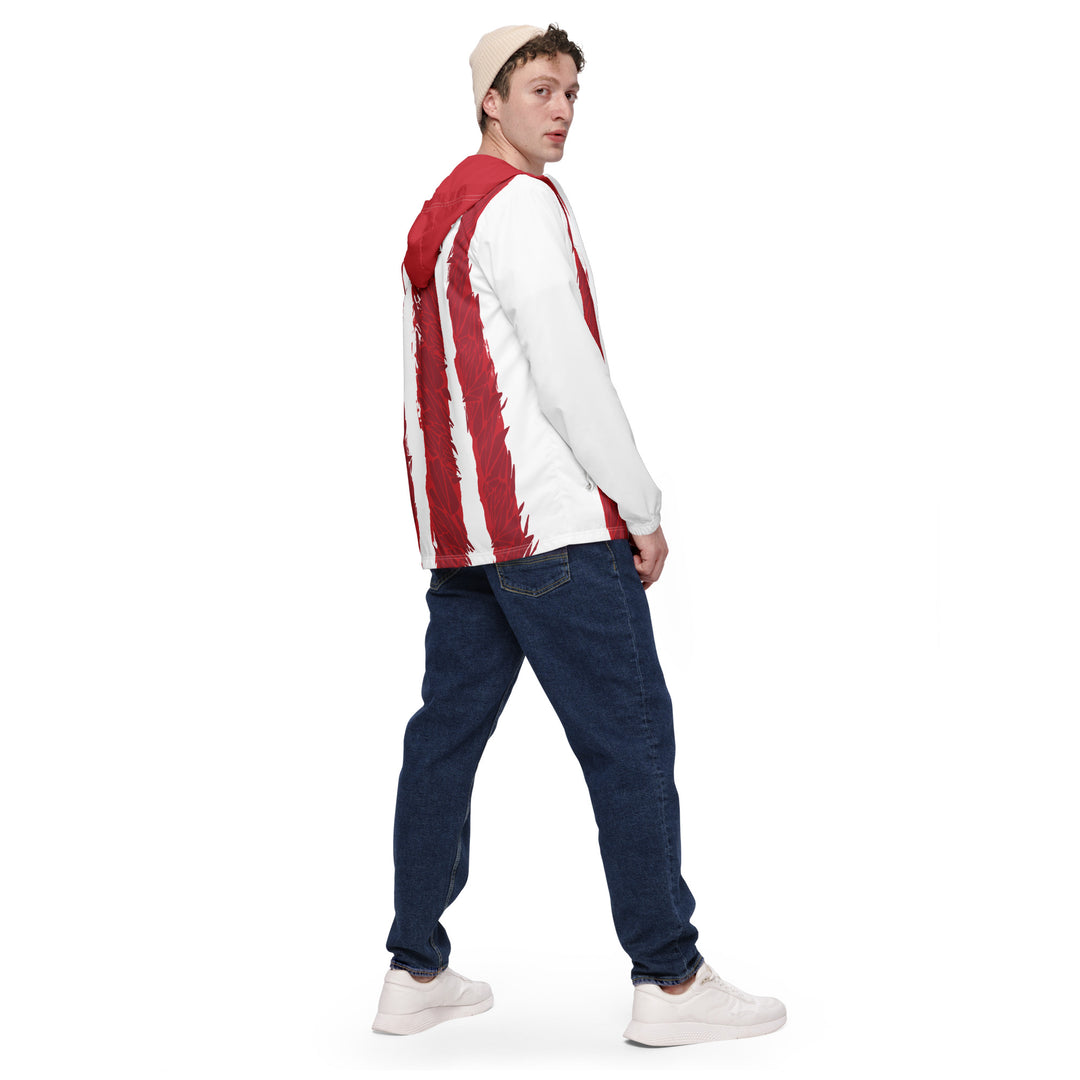 Men’s Windbreaker - White-Red Bar