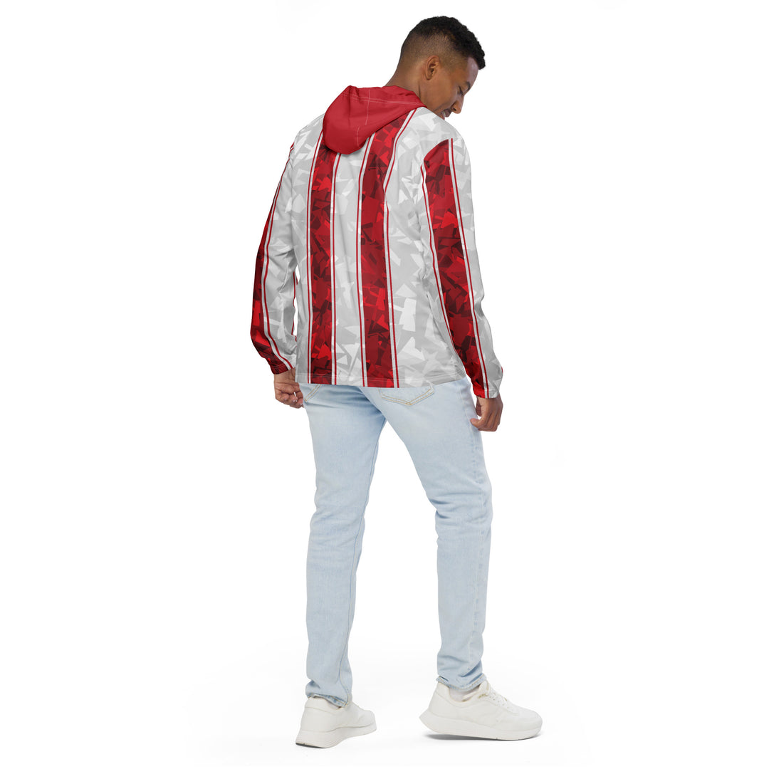 Men’s Windbreaker - Grey-Red Bar