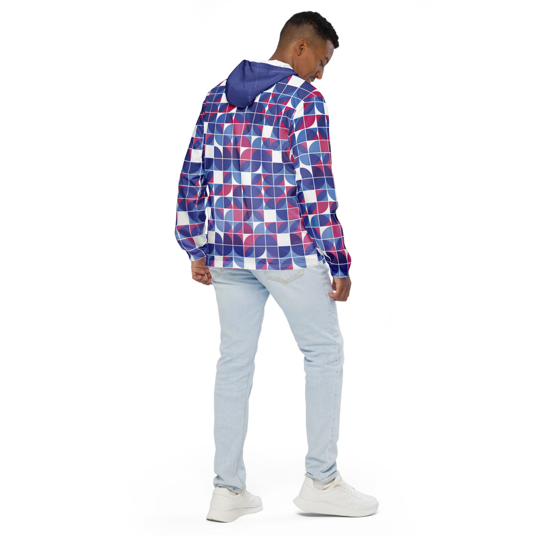 Men’s Windbreaker - White-Purple Square