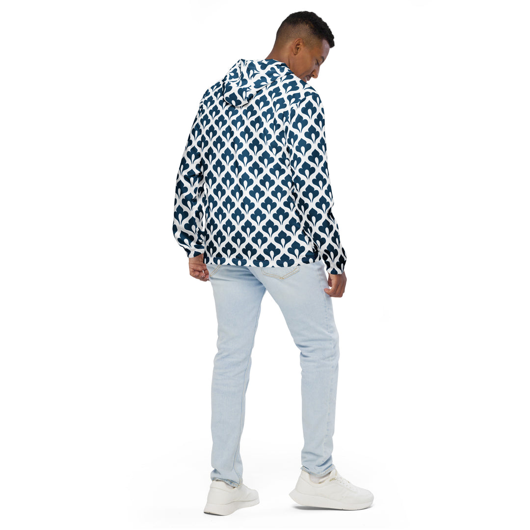 Men’s Windbreaker - White-Blue Flower