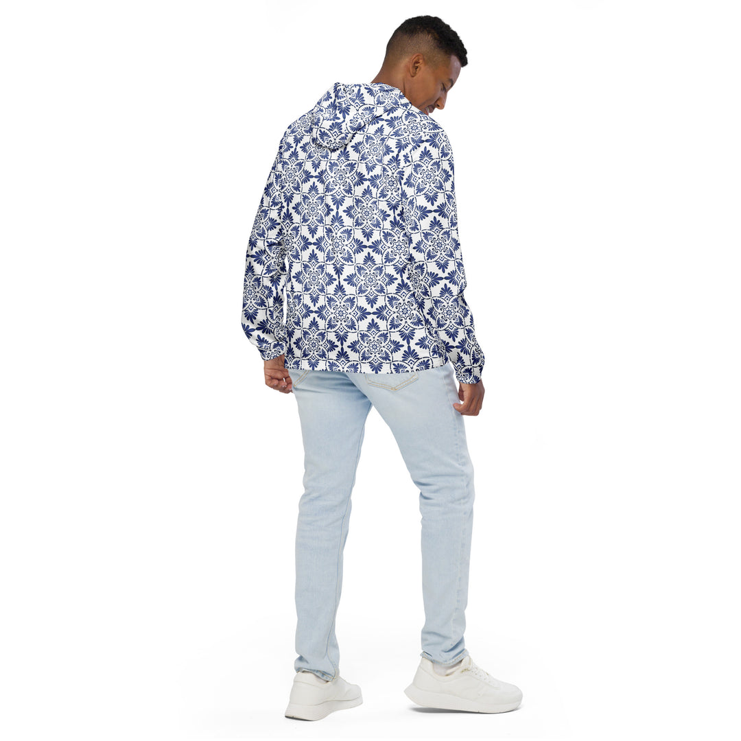 Men’s Windbreaker - White-Blue Blossom