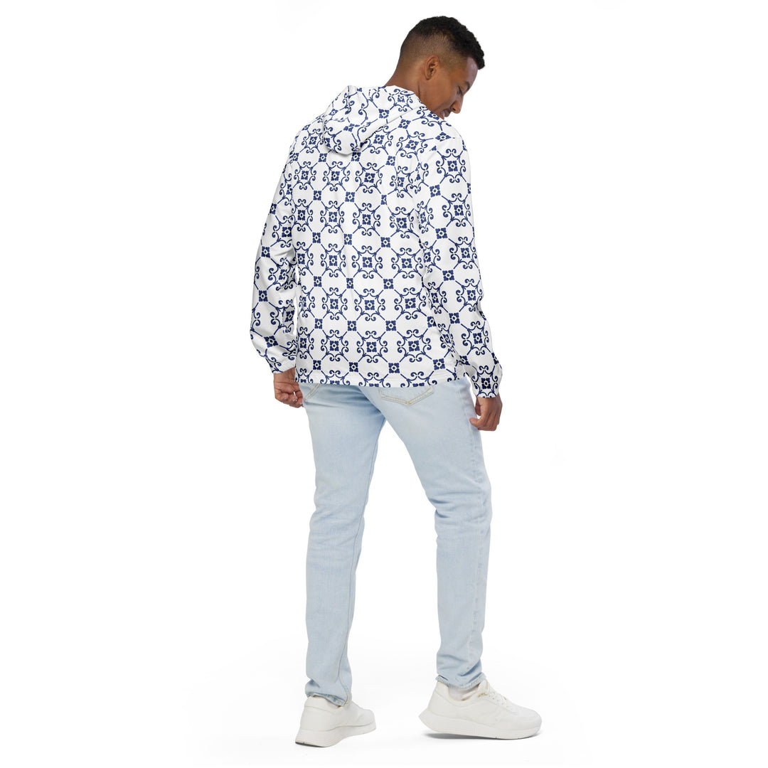 Men’s Windbreaker - White-Blue Plate