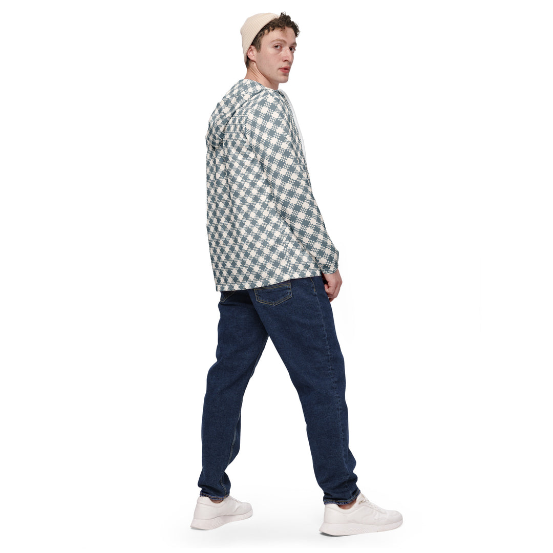 Men’s Windbreaker - White-Green Lattice