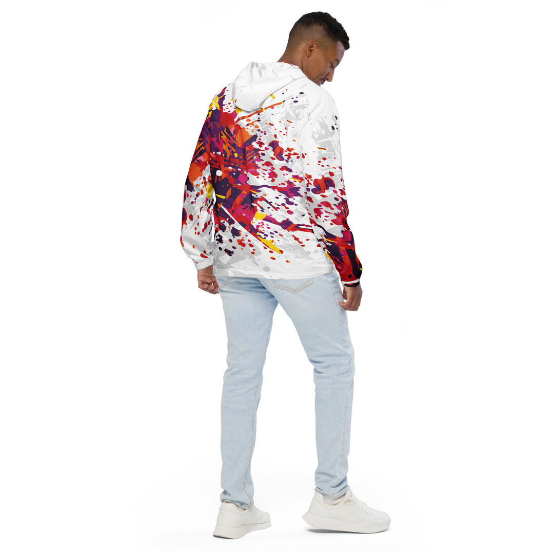 Men’s Windbreaker - White-Red Explosion