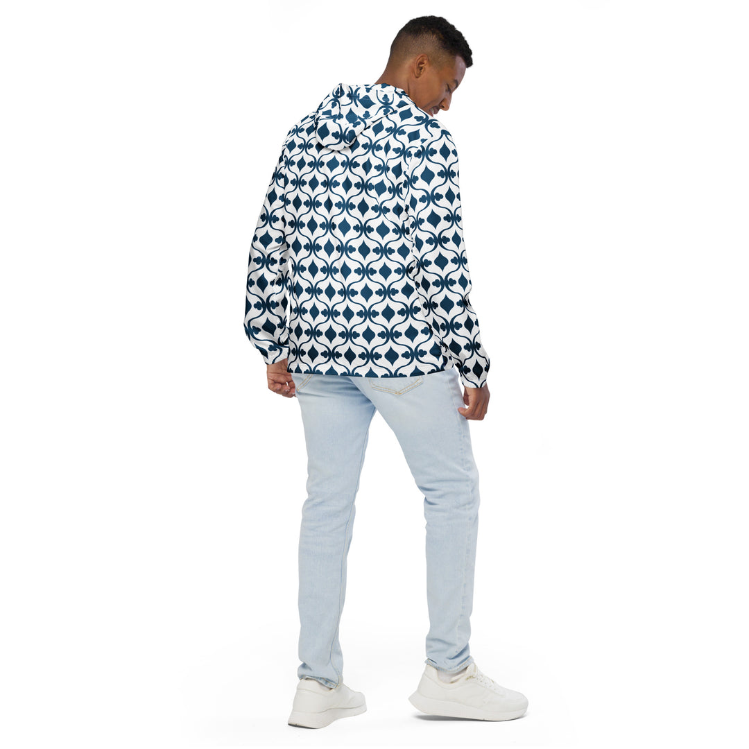 Men’s Windbreaker - White-Blue Gem