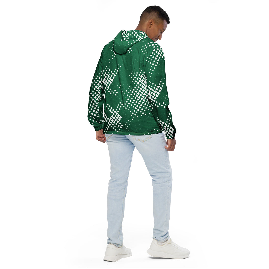 Men’s Windbreaker - Green-White Pixel