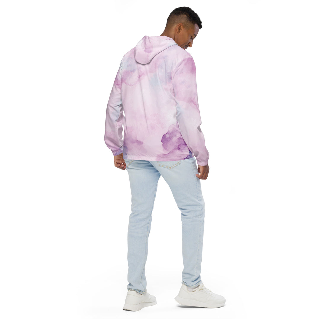 Men’s Windbreaker - White-Purple Dab