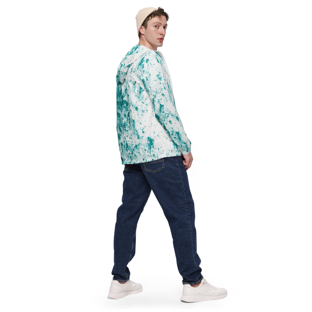 Men’s Windbreaker - White-Turquoise Paint