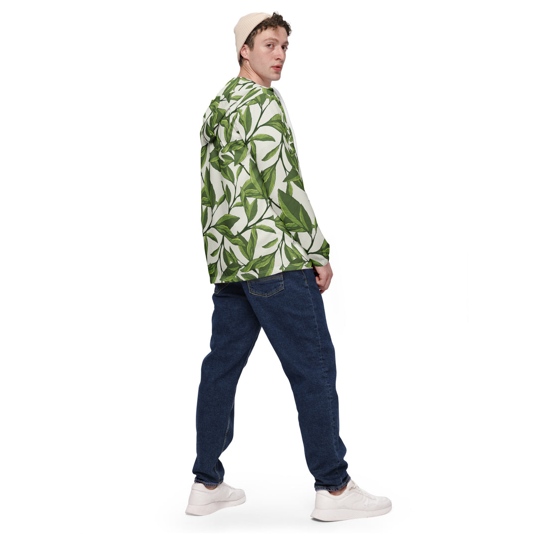 Men’s Windbreaker - Beige-Green Leaves