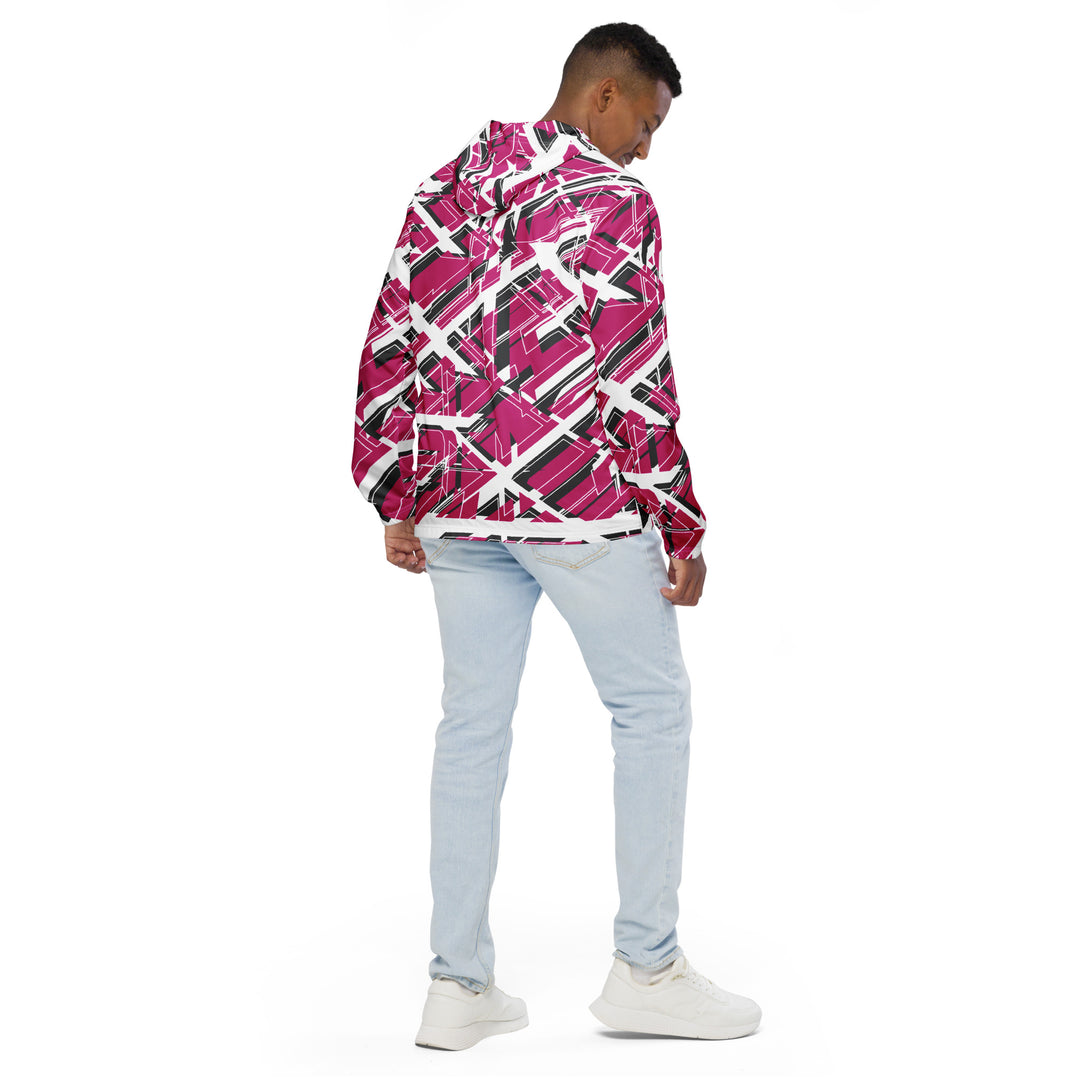 Men’s Windbreaker - White-Pink Font