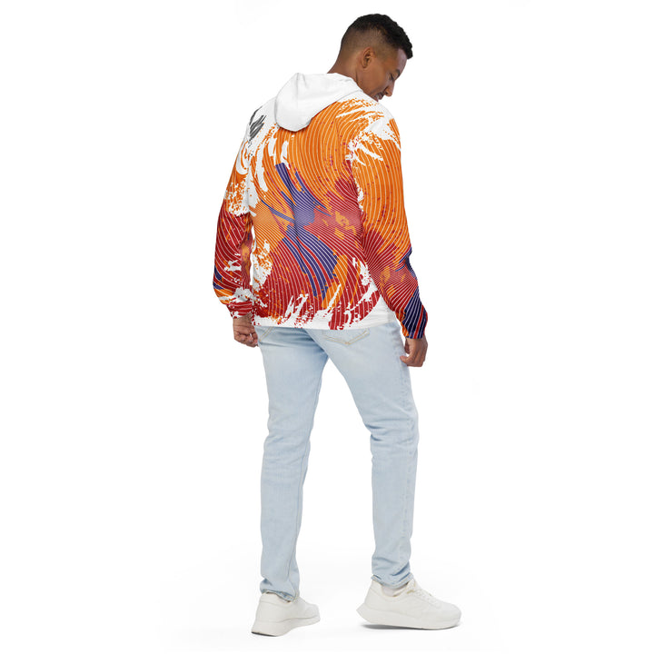 Men’s Windbreaker - White-Orange Curve