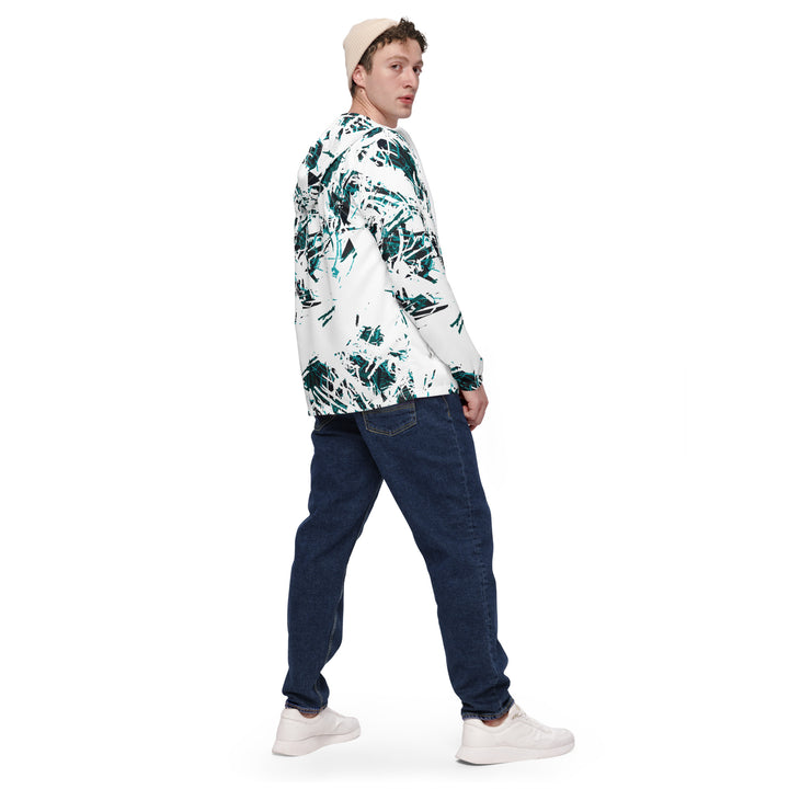 Men’s Windbreaker - White-Turquoise Skill