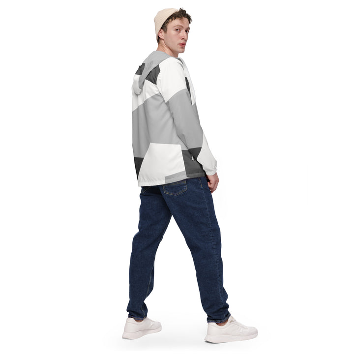 Men’s Windbreaker - White-Grey Simple