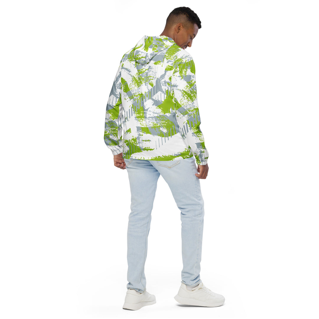 Men’s Windbreaker - White-Green Spray