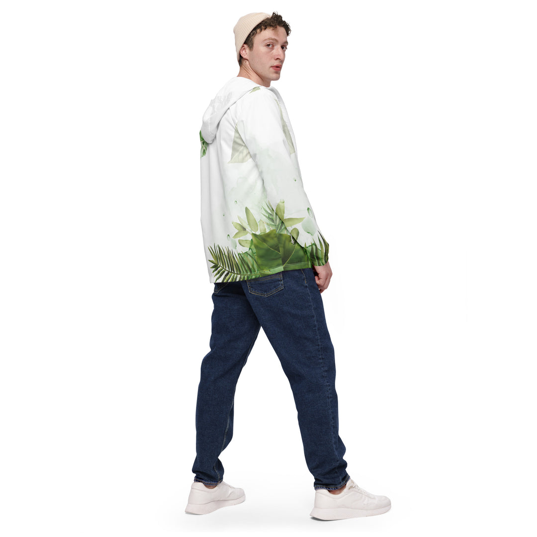 Men’s Windbreaker - White-Green Leaves