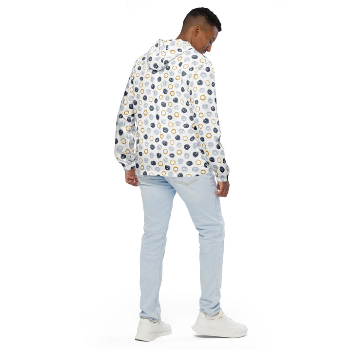 Men’s Windbreaker - White-Yellow Dots