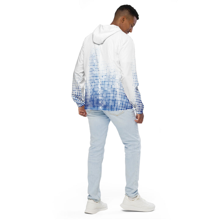 Men’s Windbreaker - White-Blue Halftone