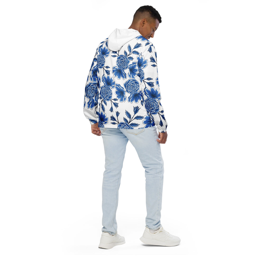 Men’s Windbreaker - White-Blue Rose