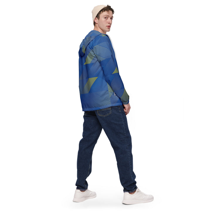 Men’s Windbreaker - Blue-Yellow Line