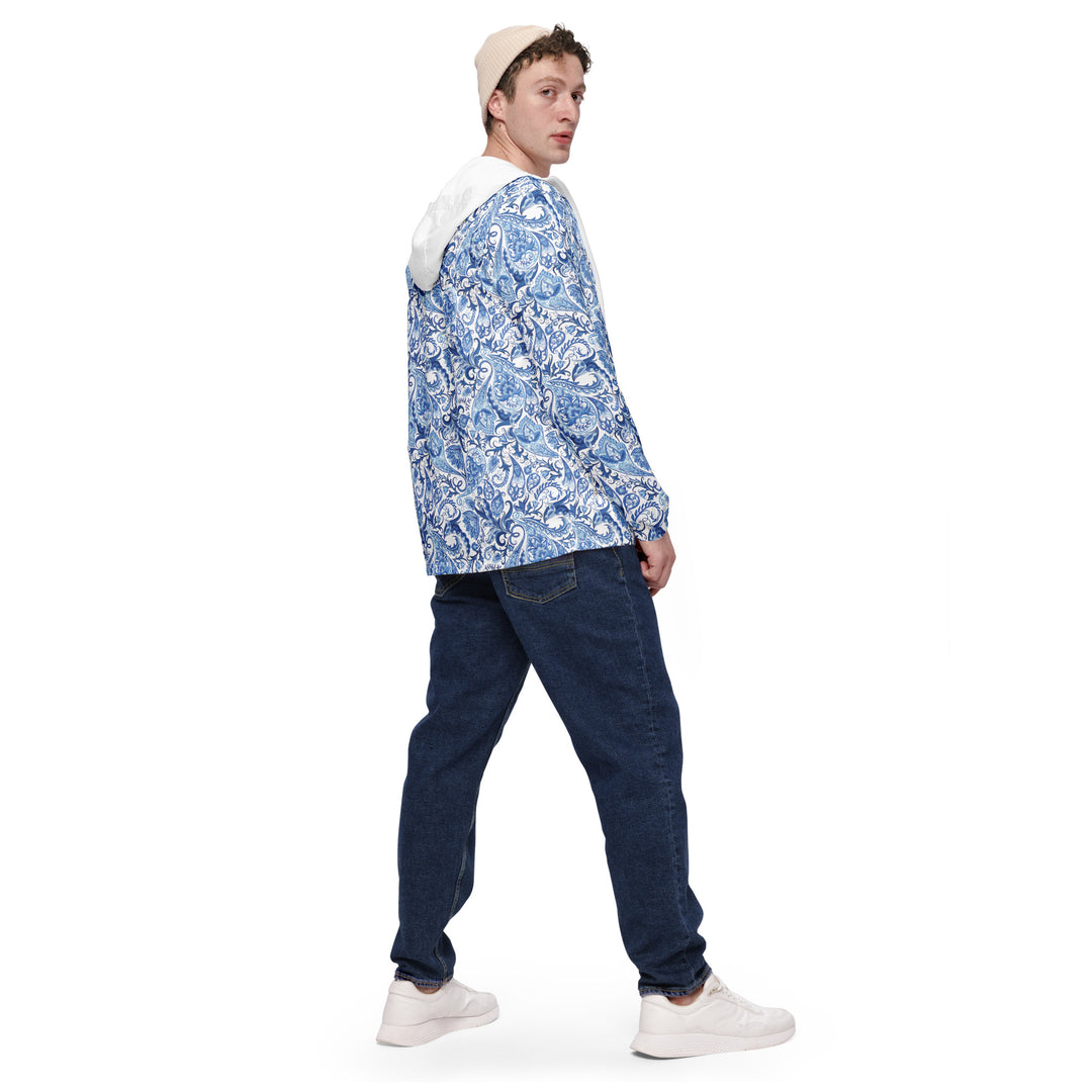 Men’s Windbreaker - White-Blue Elegant