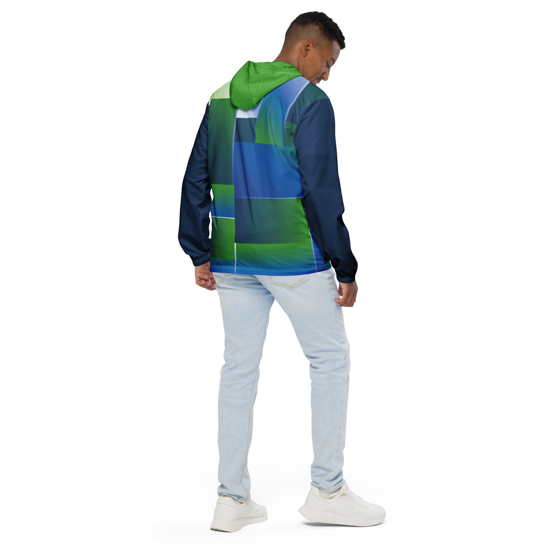 Men’s Windbreaker - Green-Blue Square