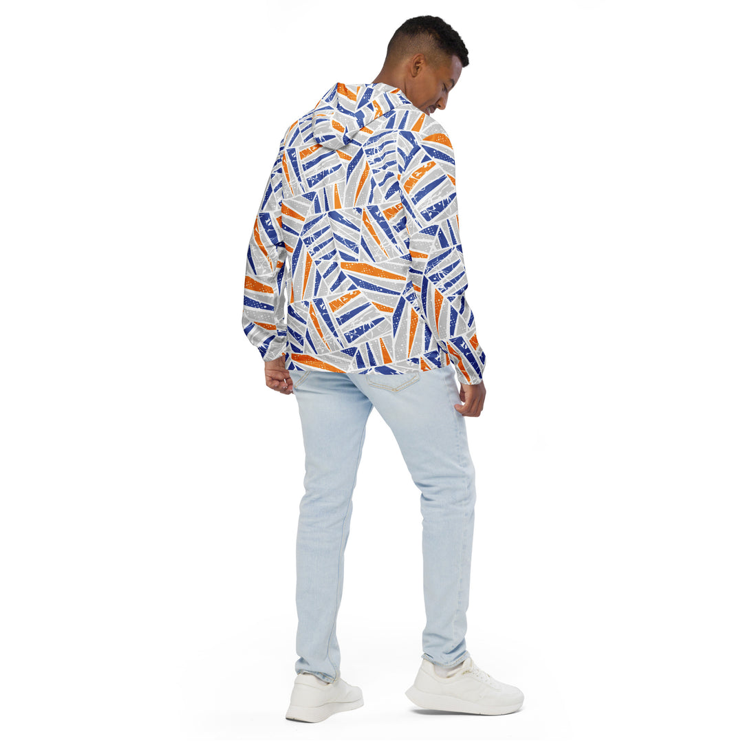 Men’s Windbreaker - Grey-Blue Palms