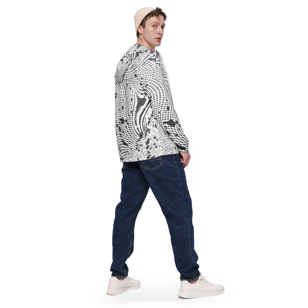 Men’s Windbreaker - White-Grey Curvature