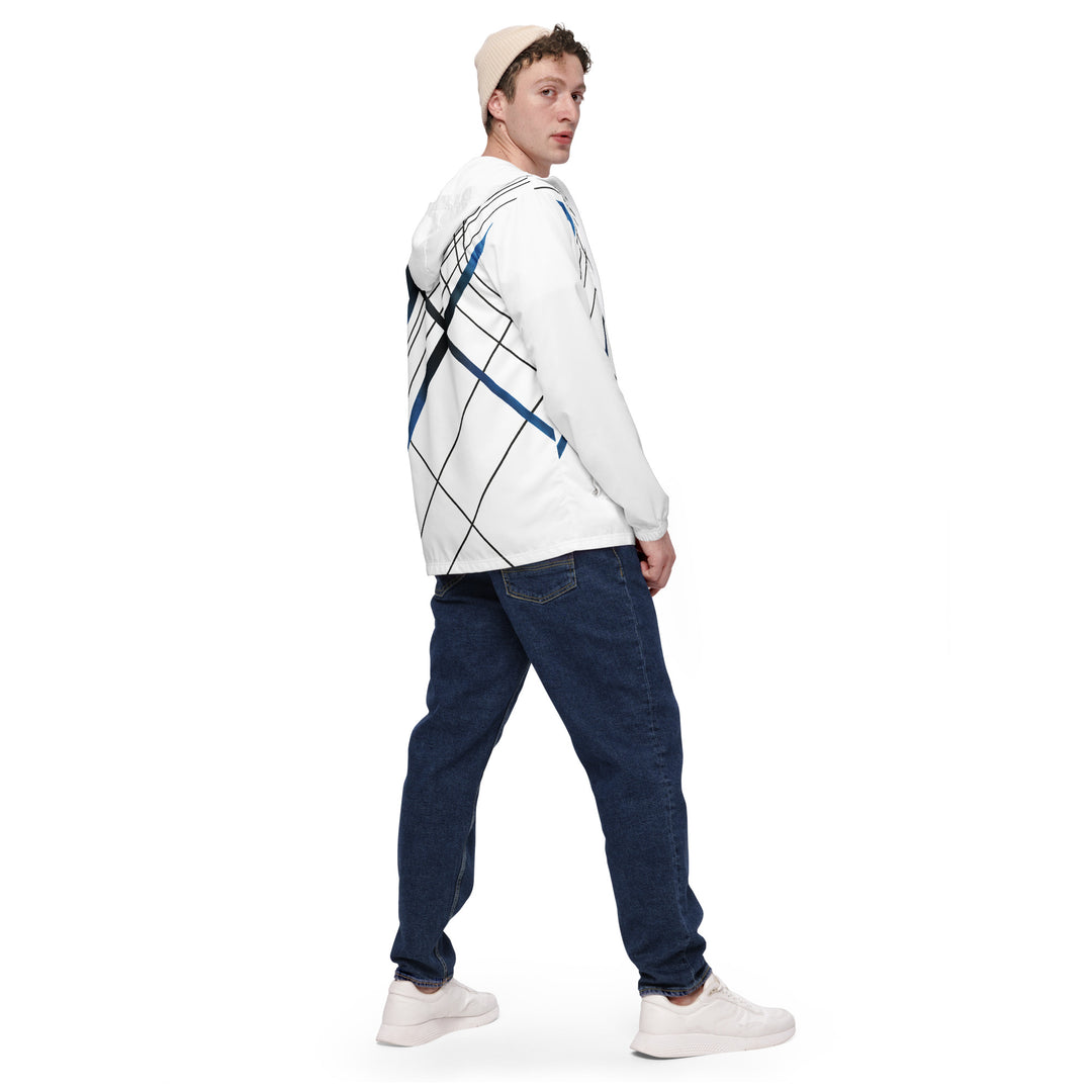 Men’s Windbreaker - White-Blue Abstract