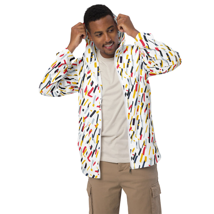 Men’s Windbreaker - White-Red Confetti