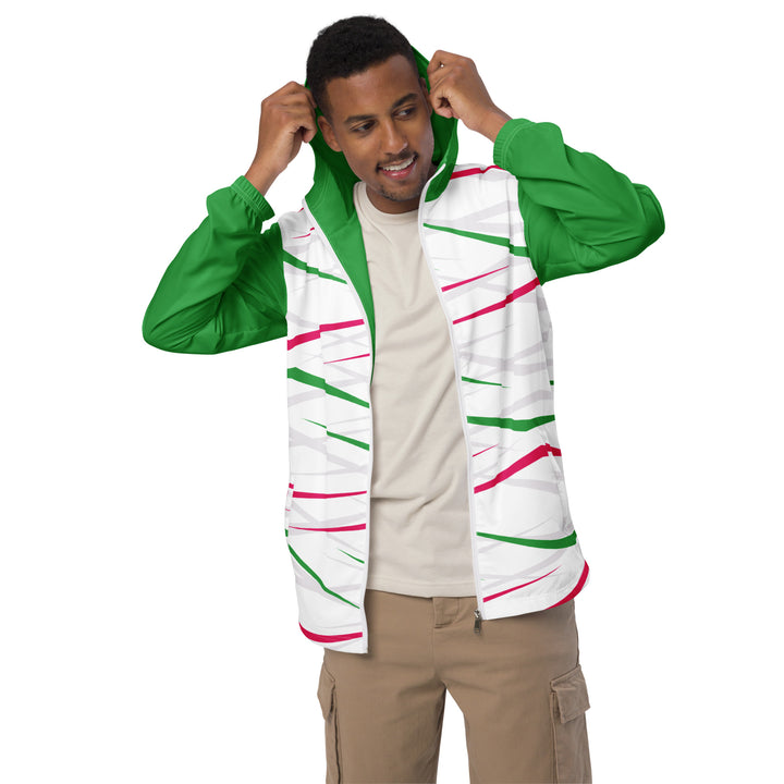 Men’s Windbreaker - White-Green Spike