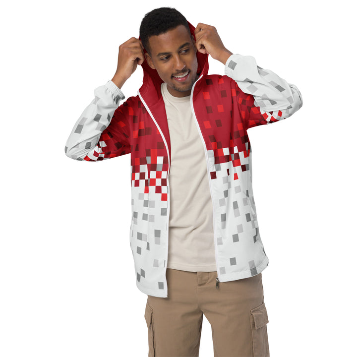 Men’s Windbreaker - White-Red Pixel