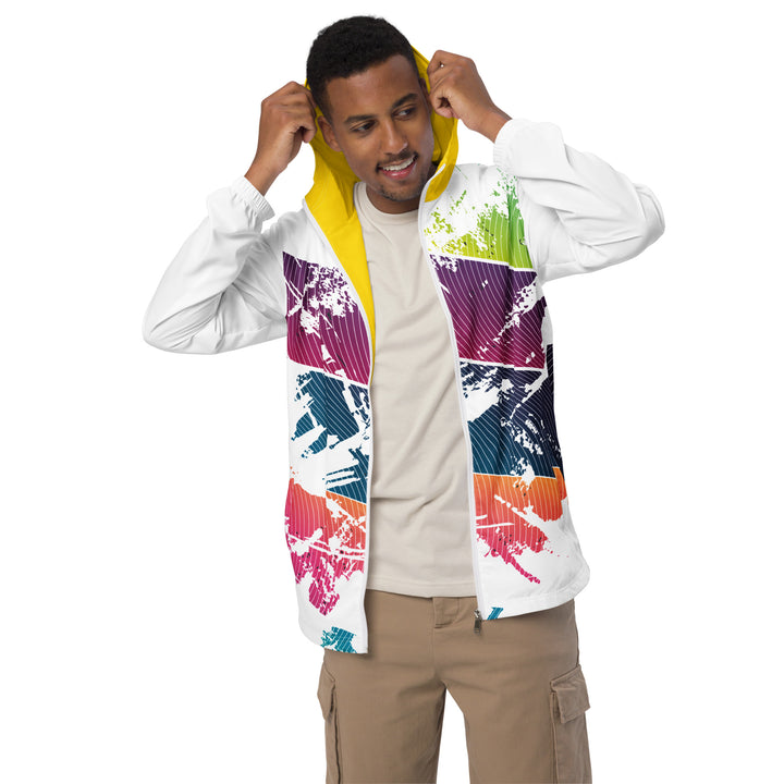 Men’s Windbreaker - White-Purple Curve