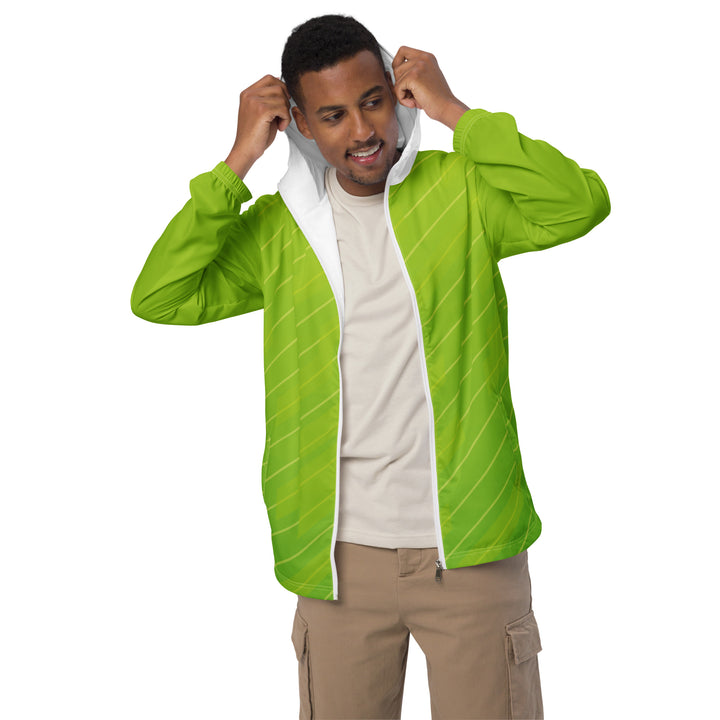 Men’s Windbreaker - Green-White Lines