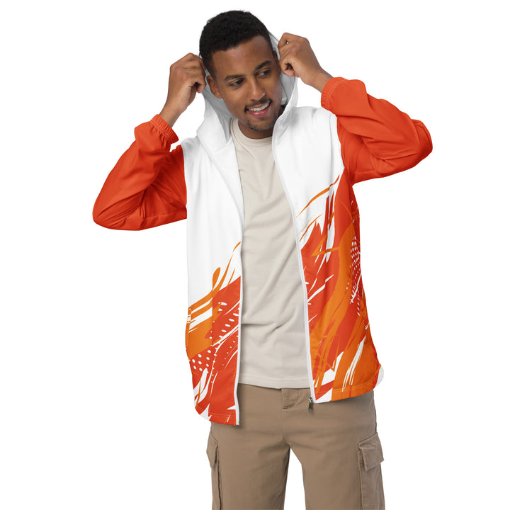 Men’s Windbreaker - White-Orange Flame