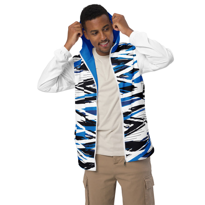 Men’s Windbreaker - White-Blue Criss