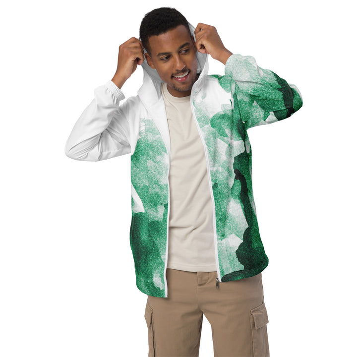 Men’s Windbreaker - Green-White Art