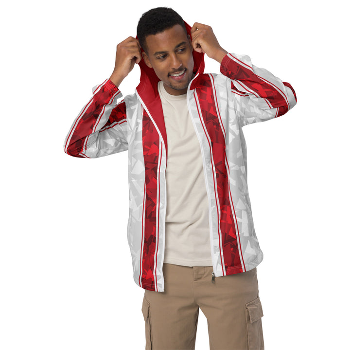 Men’s Windbreaker - Grey-Red Bar