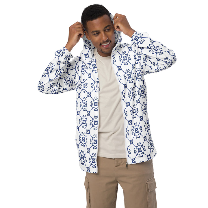 Men’s Windbreaker - White-Blue Plate