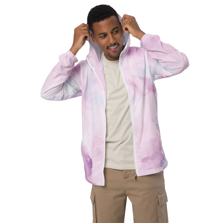 Men’s Windbreaker - White-Purple Dab