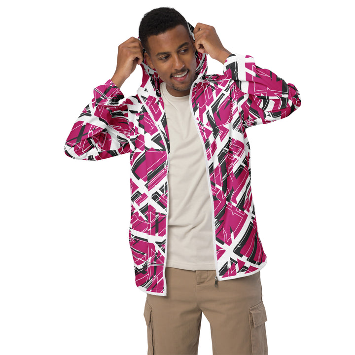 Men’s Windbreaker - White-Pink Font