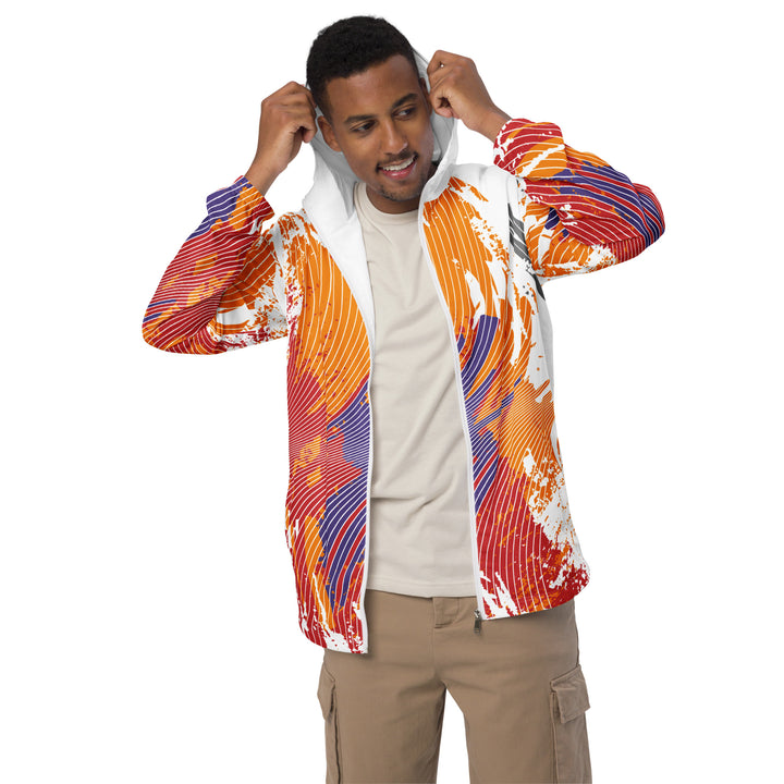 Men’s Windbreaker - White-Orange Curve