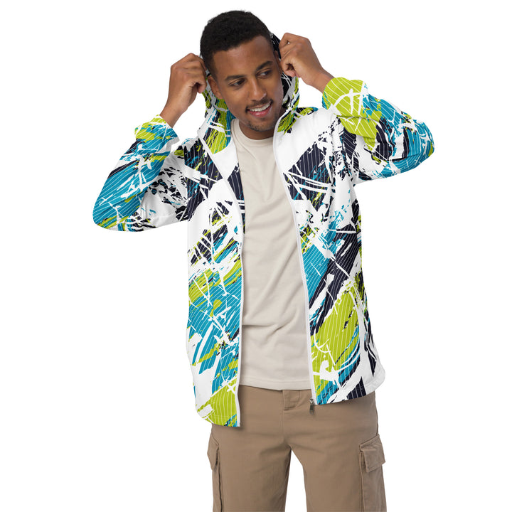 Men’s Windbreaker - White-Green Curve