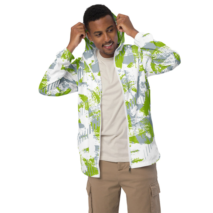 Men’s Windbreaker - White-Green Spray