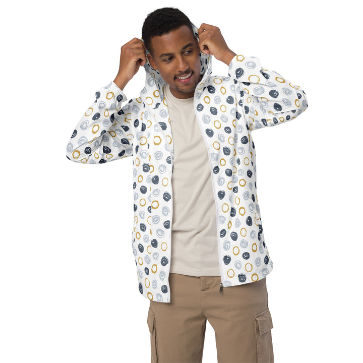 Men’s Windbreaker - White-Yellow Dots