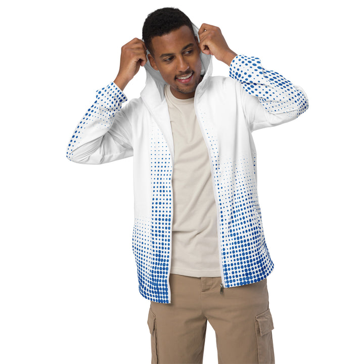 Men’s Windbreaker - White-Blue Halftone